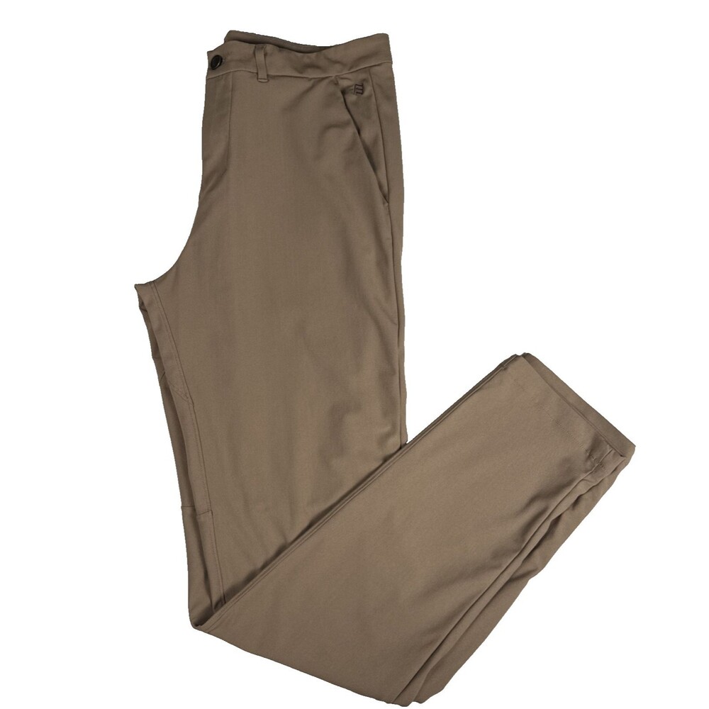 Zyia Active Men’s Peak Zipper Chino Pants Tobacco Tan Stretch Golf Commuter